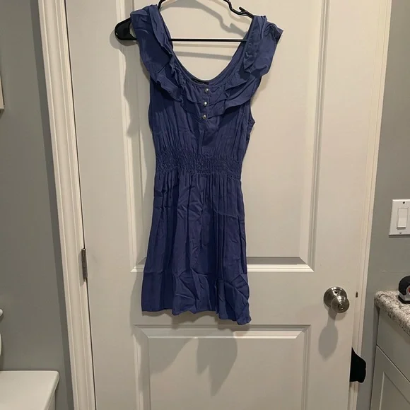 Timing Blue Ruched Ruffled Sundress - Picture 1 of 4